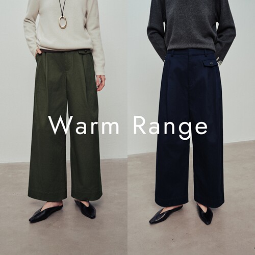 Warm Range 双褶工装直筒九分阔腿裤