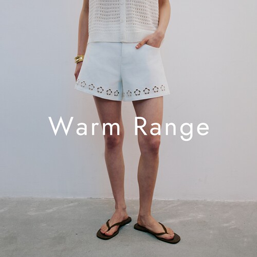 Warm Range 重工花朵刺绣洗水棉A字短裤