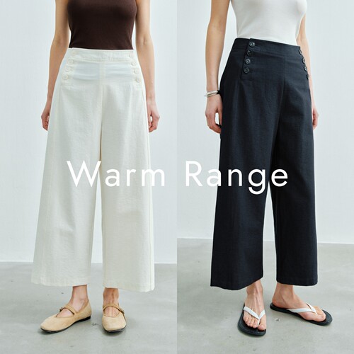 Warm Range 双排扣高腰直筒九分裤女夏复古感休闲裤通勤百搭西裤