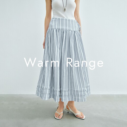 Warm Range 度假风褶皱肌理抽绳A字半身裙