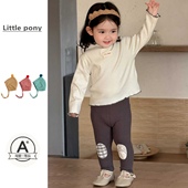 新款 长袖 打底衫 女宝宝春季 女童韩版 百搭半高领T恤木耳边内搭上衣