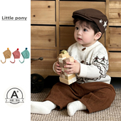 新款 毛衣男女童韩版 提花针织开衫 儿童衣服春季 灯芯绒裤 子两件套潮