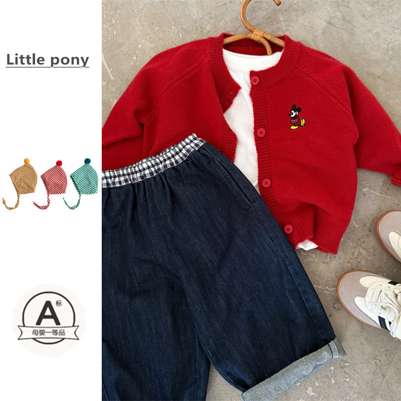 儿童25秋季新款套装女宝宝卡通针织开衫直筒牛仔裤两件套针织外套,童装/婴儿装/亲子装,套装,淘宝优惠券,粉丝福利购,淘宝优惠卷
