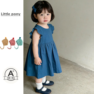 女宝宝26春夏新款连衣裙儿童可爱花边小飞袖公主裙百搭时髦背心裙