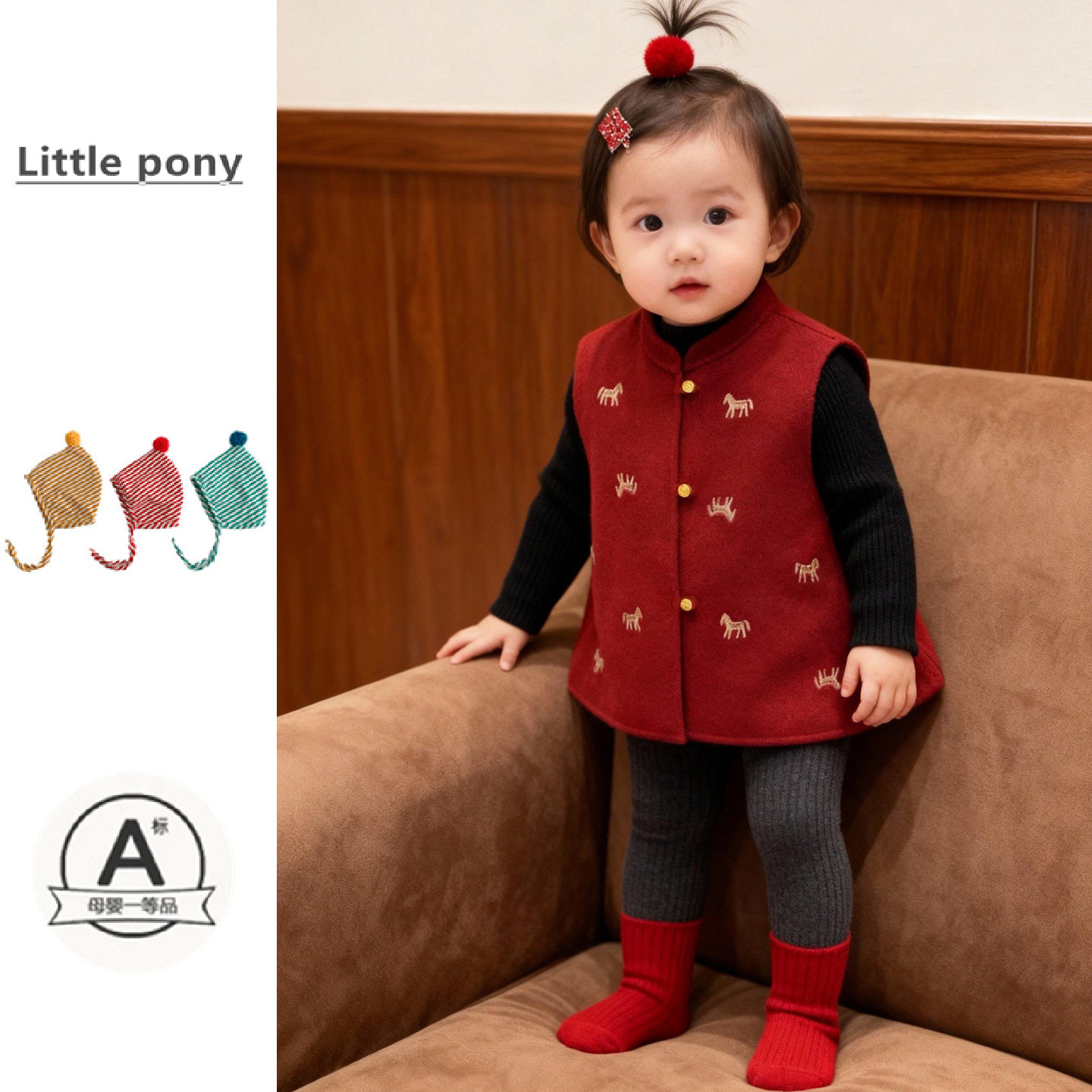 婴儿秋冬新款红色新中式刺绣马甲男女童国风呢子马甲新年周岁套装,童装/婴儿装/亲子装,唐装,淘宝优惠券,粉丝福利购,淘宝优惠卷