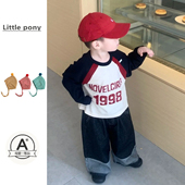 新款 长袖 T恤男女宝宝韩版 婴儿秋季 印花上衣宽松直筒牛仔裤 两件套