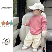 新款 套装 男女宝宝韩版 儿童秋季 休闲卫衣纯色休闲裤 两件套百搭上衣