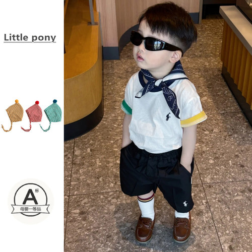 儿童衣服夏季新款套装男童韩版刺绣短袖T恤短裤两件套百搭外出服