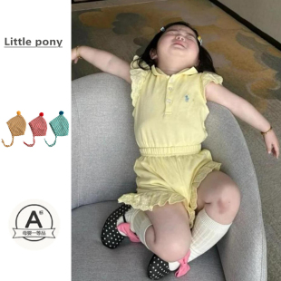 婴幼儿韩版 套装 可爱花边短袖 短裤 女宝宝夏季 两件套学院风套装 新款