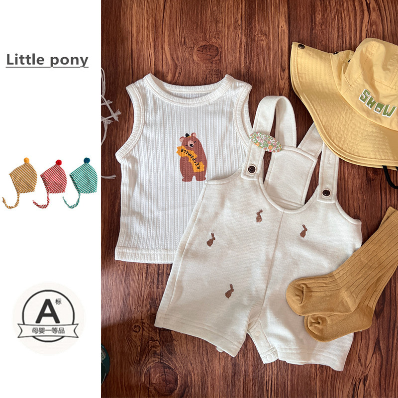 婴儿衣服夏季薄款宝宝背心背带短裤套装男女童韩版休闲外出两件套