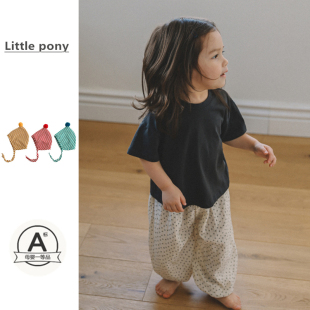 薄款 T恤碎花防蚊裤 女童2025新款 宝宝短袖 两件套 套装 婴儿衣服夏季