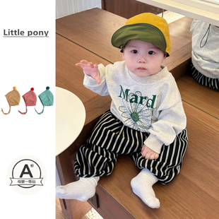 卫衣条纹裤 婴儿秋季 男女宝宝可爱长袖 卫衣套装 两件套百搭上衣 新款