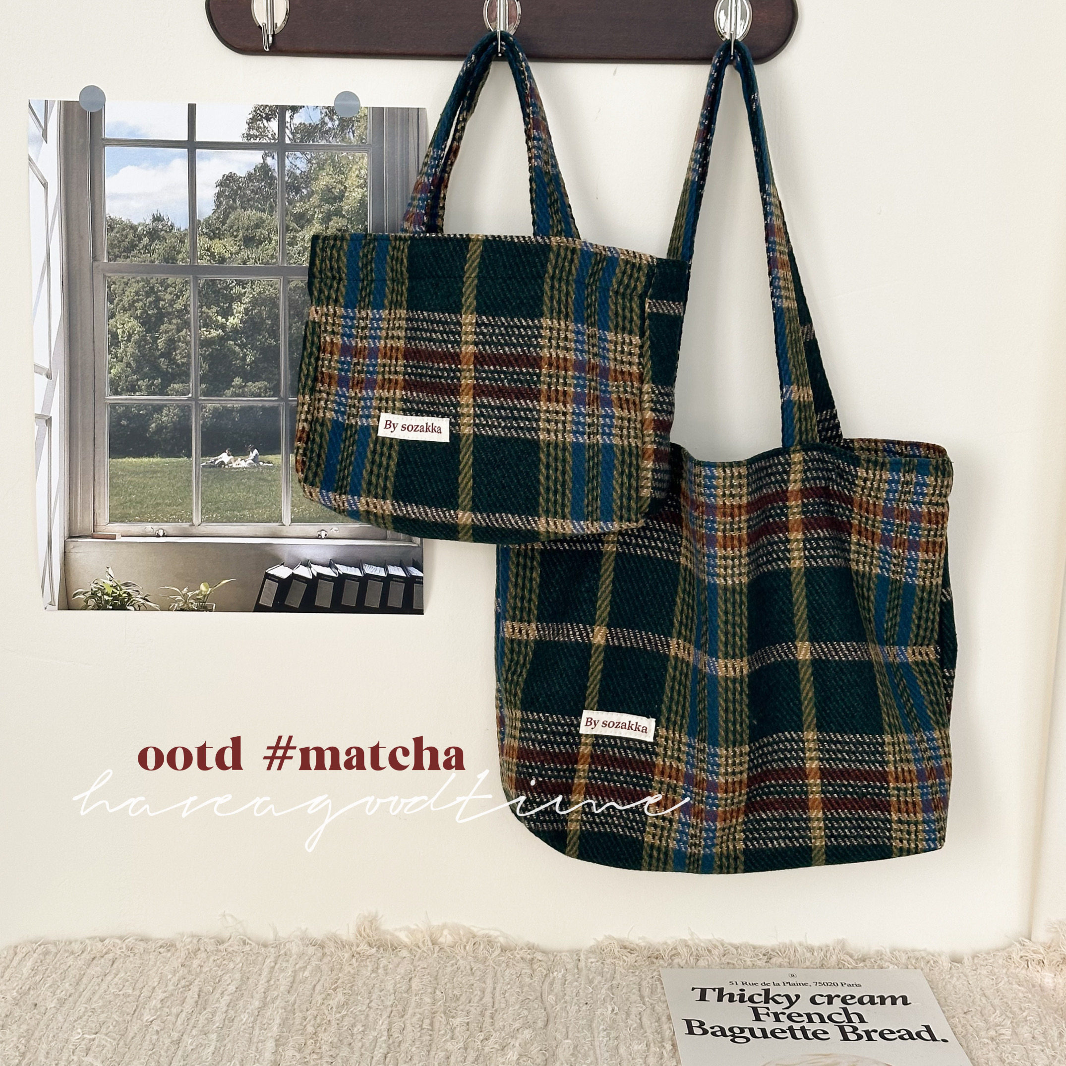 秋冬格子暖绒毛呢托特包 韩国ins复古单肩包休闲手提包包女大容量,箱包皮具/热销女包/男包,托特包,淘宝优惠券,粉丝福利购,淘宝优惠卷