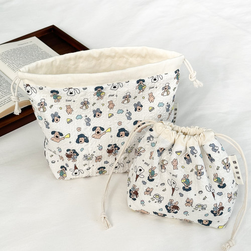 可爱萌宠收纳袋女抽绳束口内胆包
