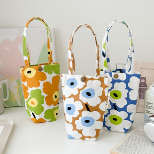手拎帆布水杯袋女2025新款水壶包保温杯收纳袋手挽拎袋妈妈包便携