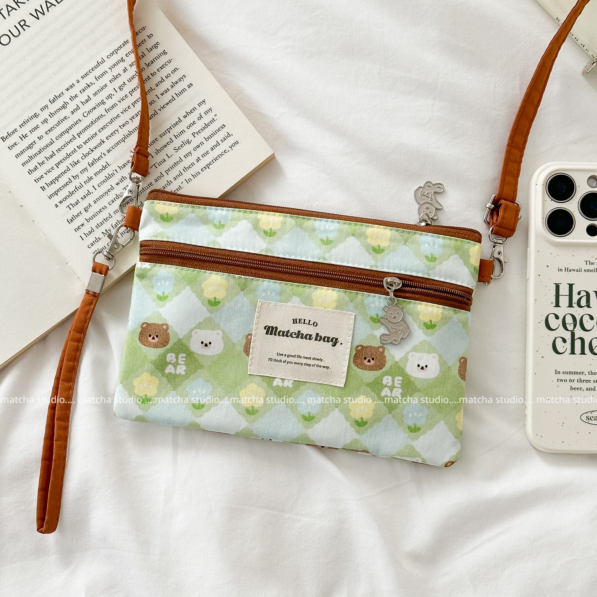 小熊软糖 小众棉布手机包女夏天2026新款卡通迷你单肩斜挎手拎包