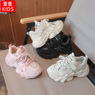 儿童小白鞋春秋款男童鞋子黑色女童运动鞋软底波鞋透气网面休闲鞋