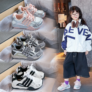 儿童鞋子春秋款网鞋男童运动鞋系鞋带小孩跑步鞋透气网面女童鞋潮