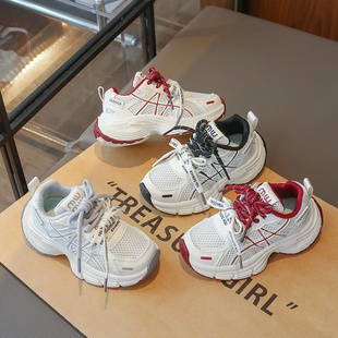 儿童运动鞋网面透气女童鞋子系鞋带宝宝老爹鞋春秋款跑步鞋男童鞋