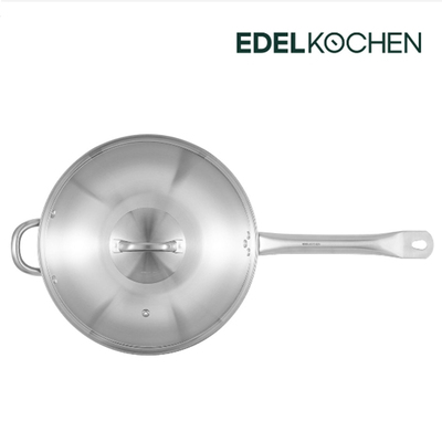 韩国原装进口正品EDELKOCHEN 不锈钢304炒锅炒菜锅30cm