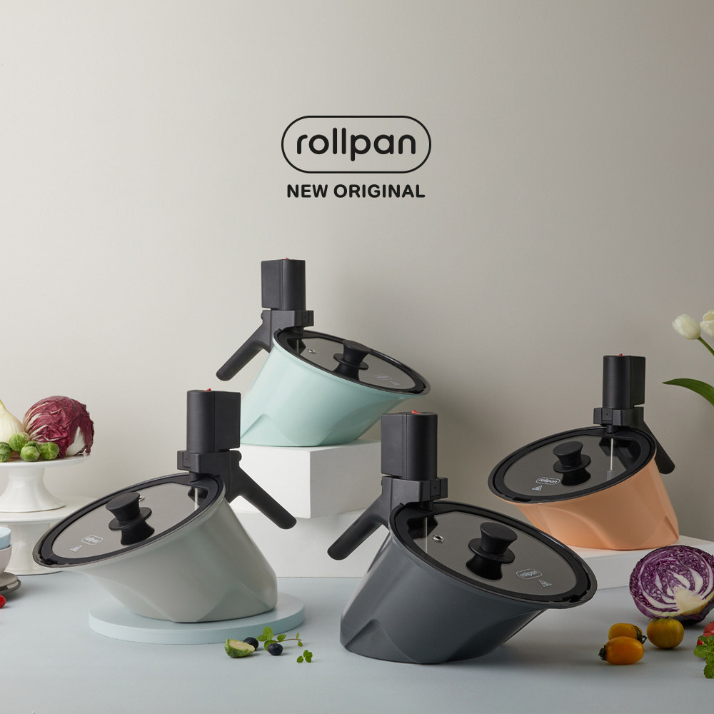 韩国原装进口正品rollpan自动回转搅拌旋转炒锅汤锅不粘锅