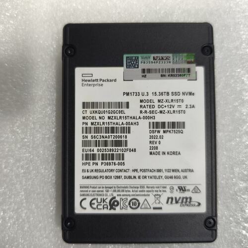 议价HPE PM1733 U.3 15.36TB SSD NVM
