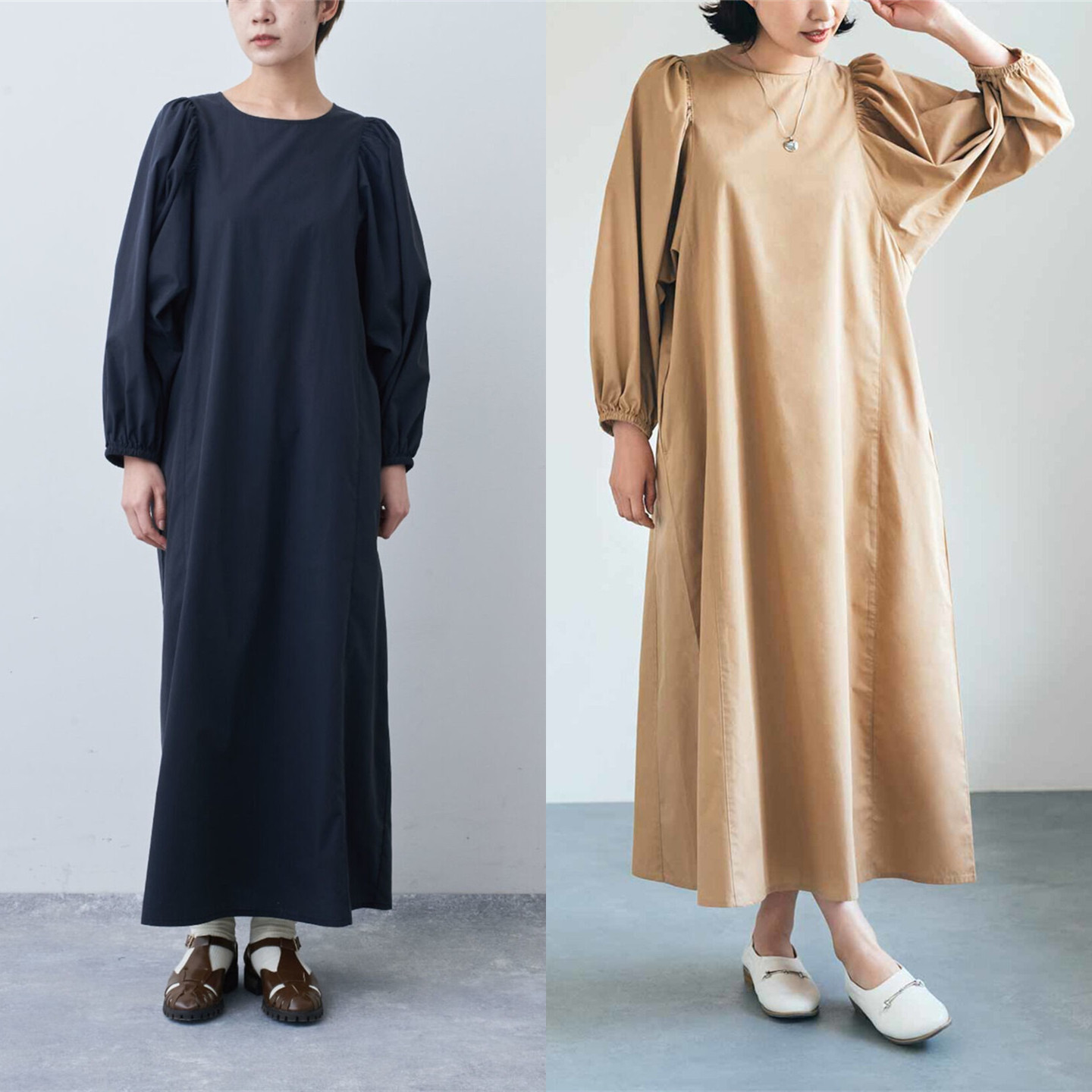 连衣裙春秋新款轻薄棉混显瘦