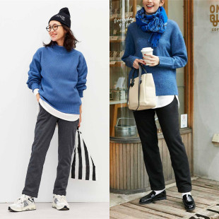 外贸日单锥形裤 女裤 加绒加厚弹性保暖修腿型显瘦有大码 新款 冬季