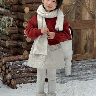 2024新款女童纯色新年韩版洋气长袖加绒短款卫衣春节装