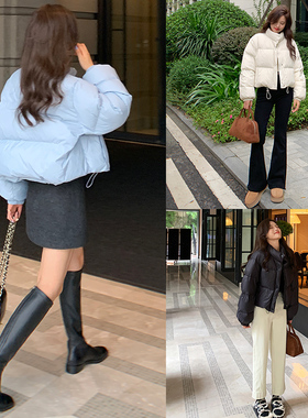 bigyu 肯豆风短款小个子90白鸭绒羽绒服女冬季加厚立领面包服外套