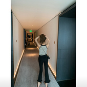 瘦瘦瘦 女弹力黑色显瘦裤 好看好穿 春夏新款 子 花边九分裤 BIGYU