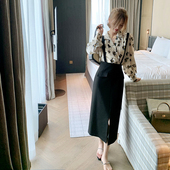 裙背带裙春秋叠穿显瘦开叉中长款 bigyu 气质简约高级感西装 半身裙