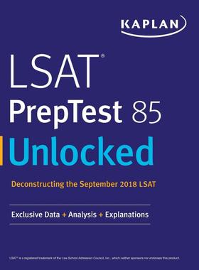 预售 按需印刷 LSAT PrepTest 85 Unlocked LSAT pretest 85解锁:独家数据+分析+解释 Kaplan Test Prep 英文原版