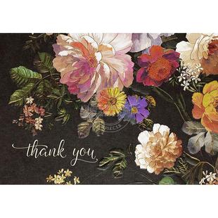 午夜鲜花 明信片信封贺卡 文创周边 Peter Pauper Press 英文原版 Midnight Floral Thank You Notes