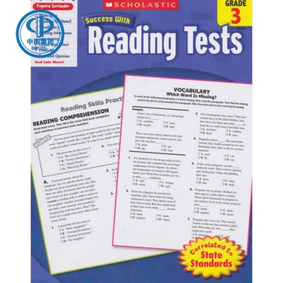 现货 Scholastic Success With Reading Tests,  Grade 3 第三级 阅读测试