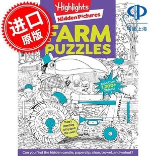 Highlights 农场谜题 儿童互动游戏书 英文原版 Farm Puzzles: Ultimate Farm Picture Puzzle Book 5+岁