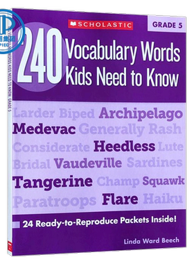 现货 英文原版进口 240 Vocabulary Words Kids Need to Know: Grade 5 孩子需要知道的240个单词 小学生课外写作练习词汇书 学乐