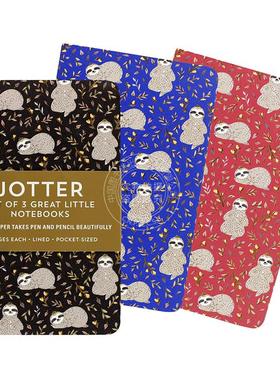 树懒笔记本套装 日记本 文创周边 Peter Pauper Press 英文原版  Sloths Jotter Notebooks