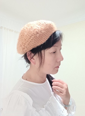 纯手工钩织孤品女士帽子松鼠绒线贝雷帽时尚简约八角帽