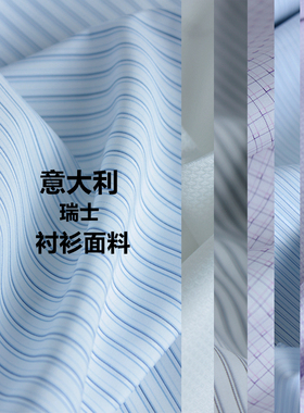 进口意大利ALUMO ALBINI 条纹纯色 全棉衬衫 正装男衬衫布料 面料