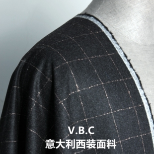 进口意大利 灰色格子 全羊毛料 正装套装布料 男西装裤料服装面料