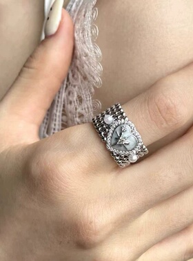 蝴蝶星芒爱心珍珠开口轻奢戒指