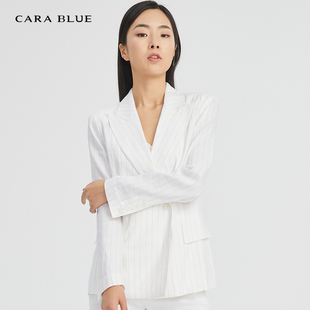 女上衣 喀啦 女装 时尚 条纹KB201MWJ0128 cara 通勤简约修身 blue