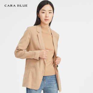 时尚 cara 女上衣 喀啦 休闲通勤纯色西服KB201MWJ0604 blue