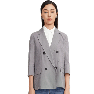 cara blue 喀啦 女上衣 女装时尚千鸟格通勤修身西服KC221MWJ0006