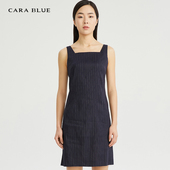 blue 喀啦 连衣裙女装 cara 时尚 条纹设计方领KC221MWO0005
