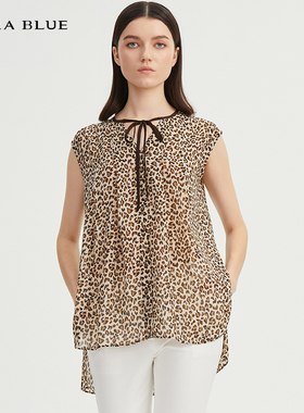 cara blue 喀啦 宽松版型时尚豹纹印花KB191MWB0132