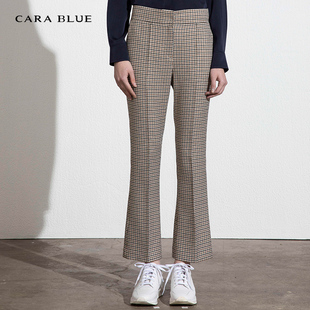 喀啦CARABLUE气质通勤修身 KB201MWP0095 显瘦格纹女裤