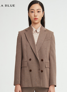 cara blue 喀啦 西装上衣 简约通勤百搭格纹KC223MWJ0009