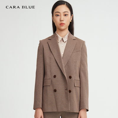 简约通勤百搭格纹西装上衣